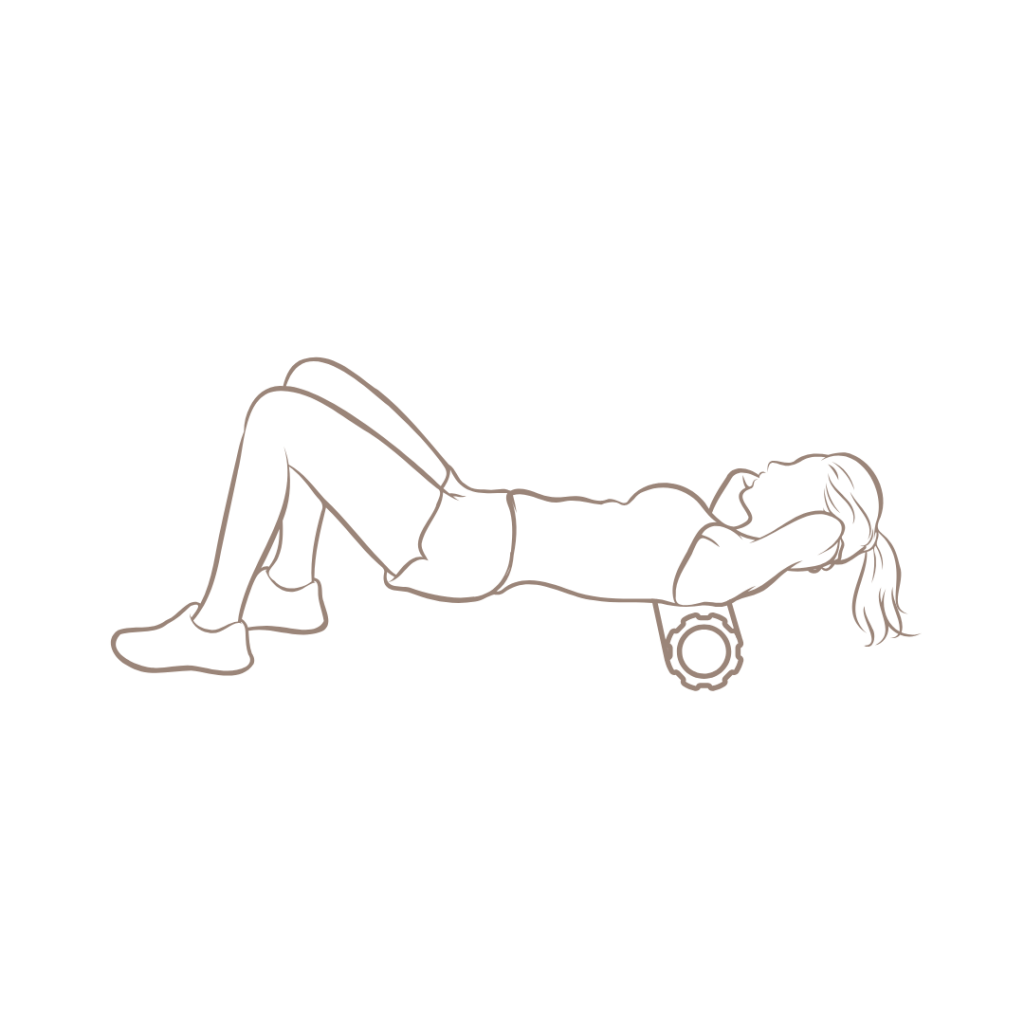 Outline graphic of a dancer rolling out their back, promoting intentional warm-up and body awareness.