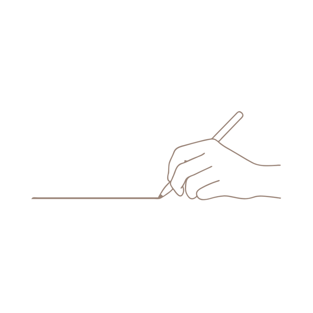 Outline graphic of a dancer writing, planning, promoting intentional warm-up and body awareness.